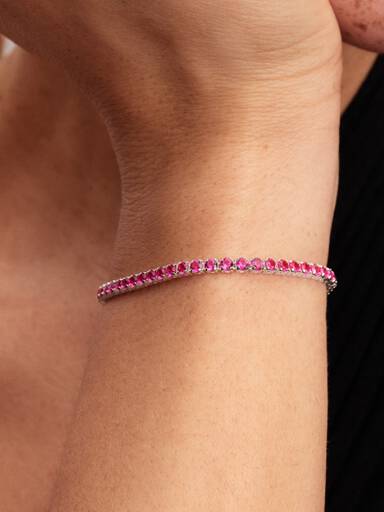 Glittrande rosa tennisarmband
