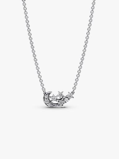 Collierhalsband med glittrande måne och stjärna
