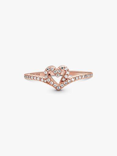 Gnistrande wishbone-ring med hjärta