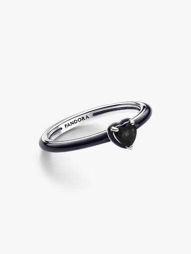 Pandora ME ring med svart chakrahjärta