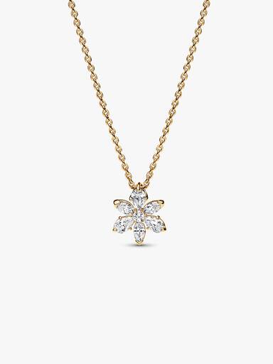Halsband med glittrande blomformat hängsmycke