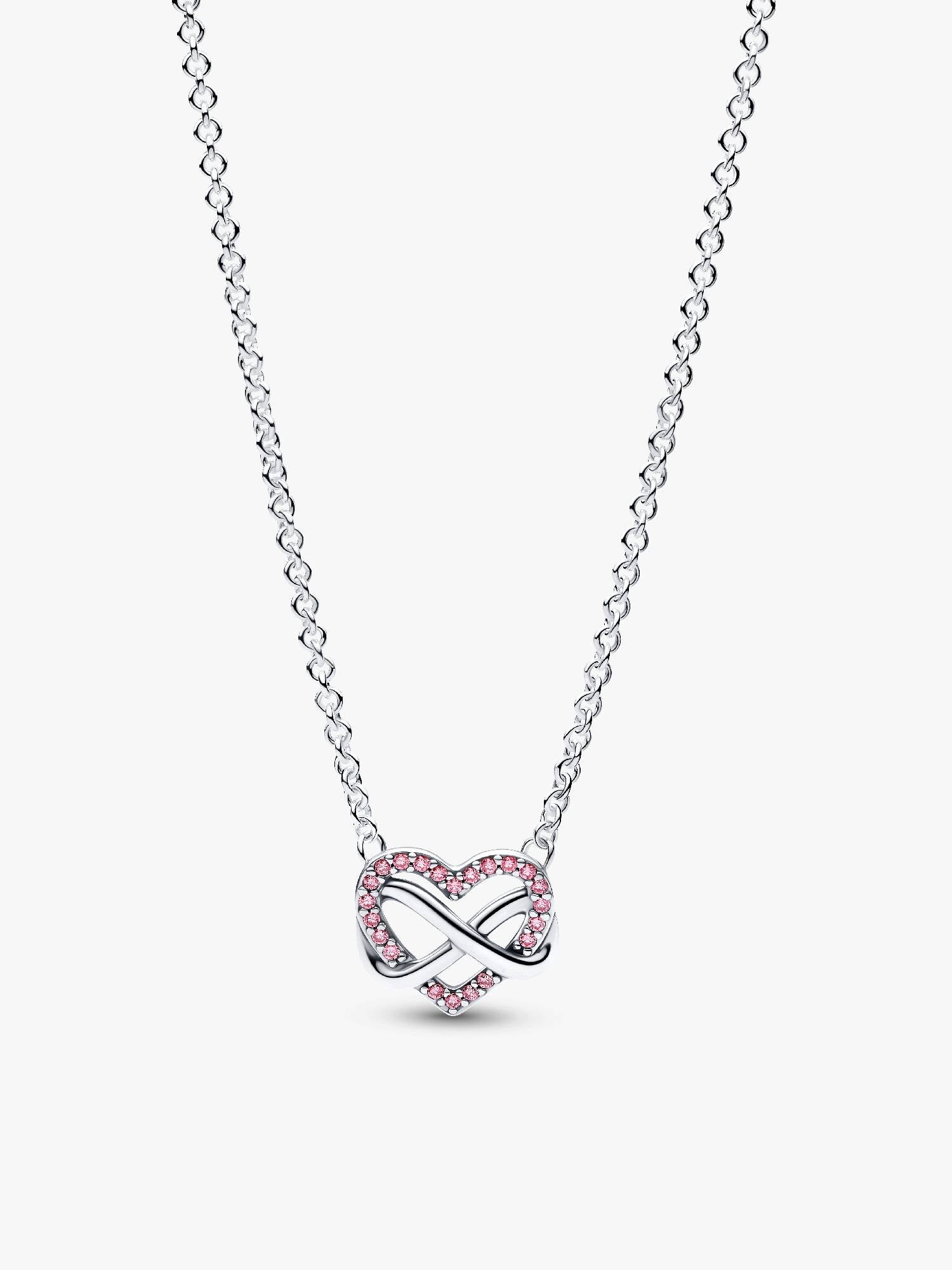 Collierhalsband med gnistrande rosa hjärta i oändlighetsdesign