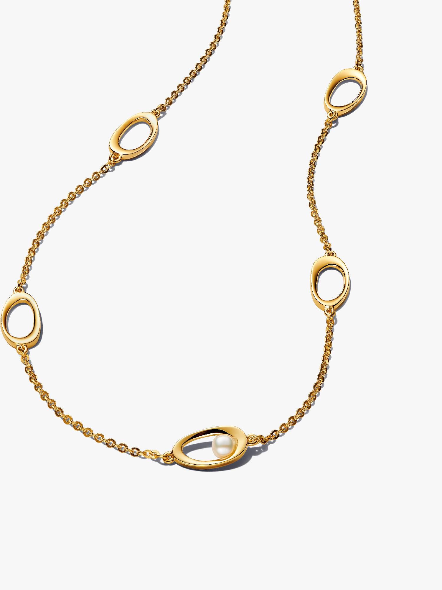 Organiskt format och ovalt halsband med behandlade och odlade sötvattenspärlor