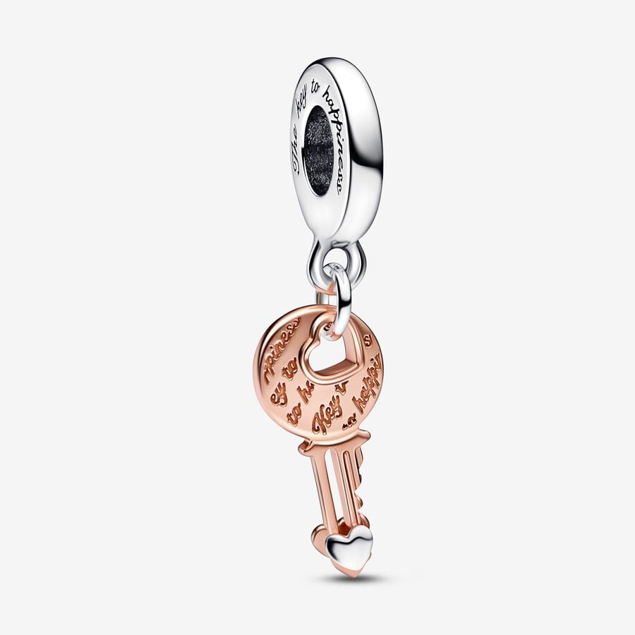 Tvåfärgad hängberlock med nyckel och hjärta image number 0