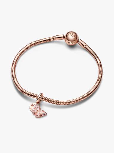Dubbel hängberlock med rosa fjäril och citat