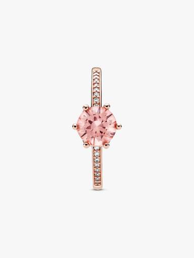 Rosa glittrande krona, solitärring