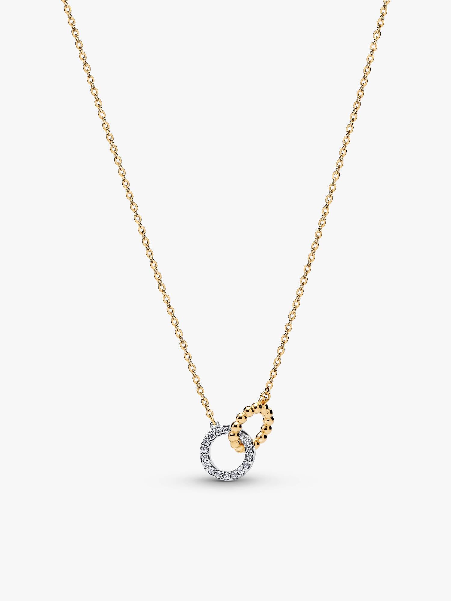 Halsband med sammanflätade cirklar, pärlade detaljer och pavéinfattning