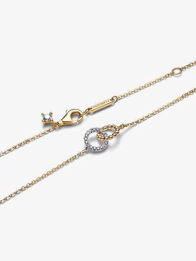 Halsband med sammanflätade cirklar, pärlade detaljer och pavéinfattning