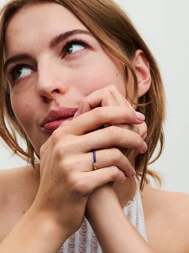 Dubbel Pandora ME-ring med blå sten
