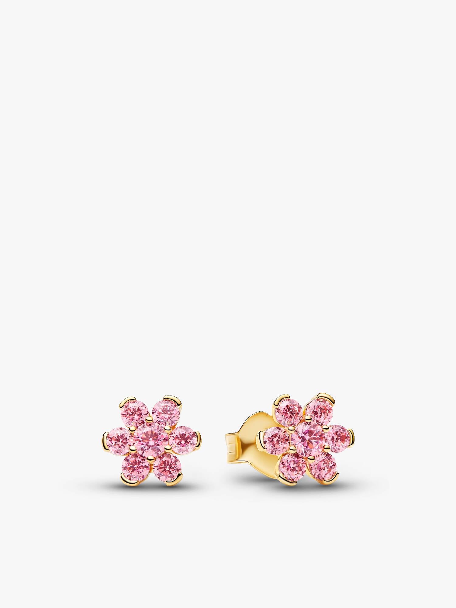 Stiftörhängen med glittrande rosa blomma