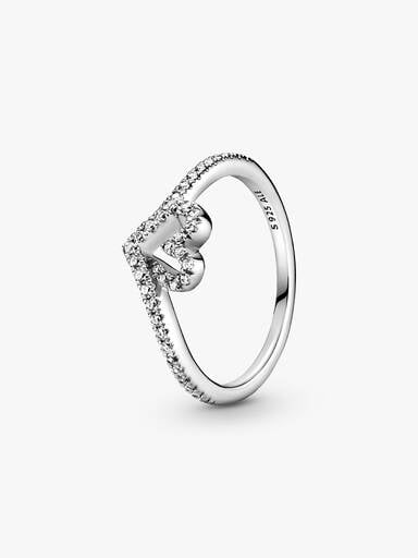 Gnistrande wishbone-ring med hjärta