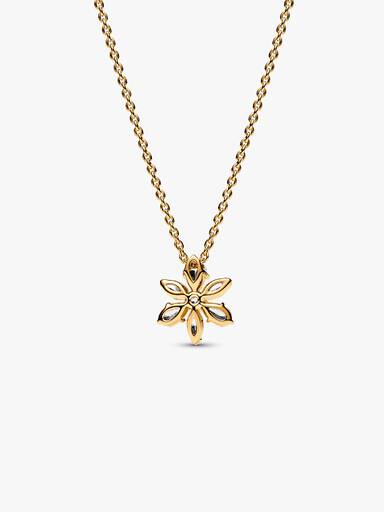 Halsband med glittrande blomformat hängsmycke