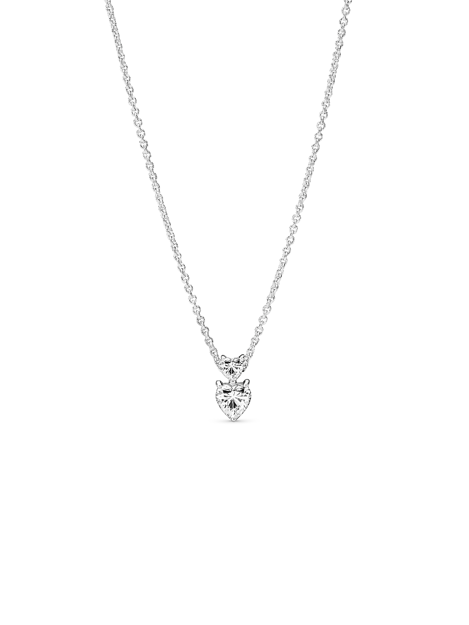 Double Heart Pendant Sparkling Collier Halsband
