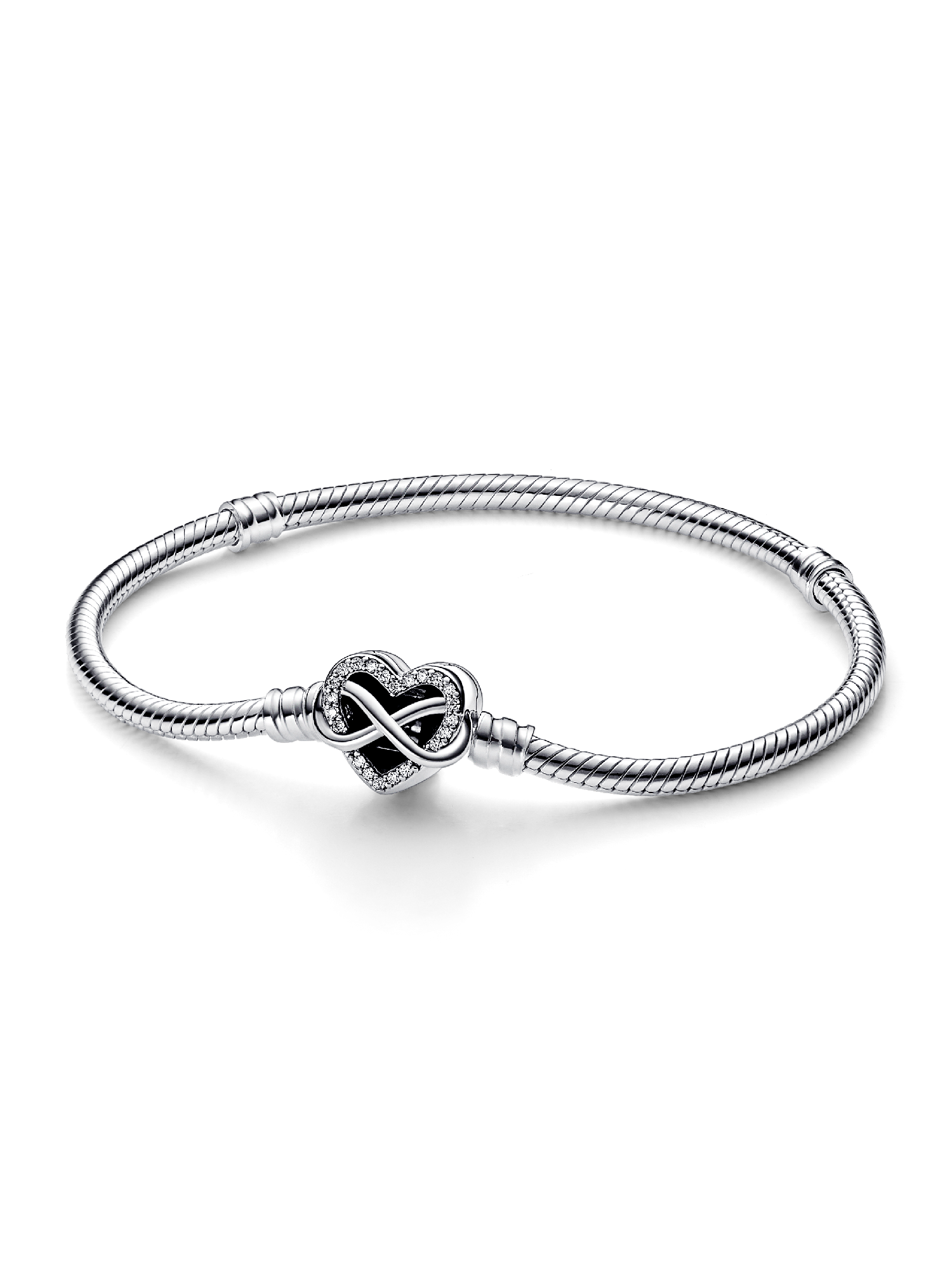 Pandora Moments glittrande ormkedjearmband med hjärtlås