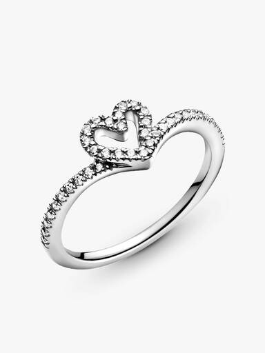 Gnistrande wishbone-ring med hjärta