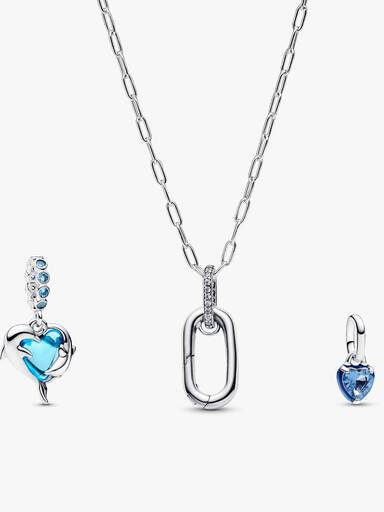 Smyckesset med delfin- och hjärtcharms halsband