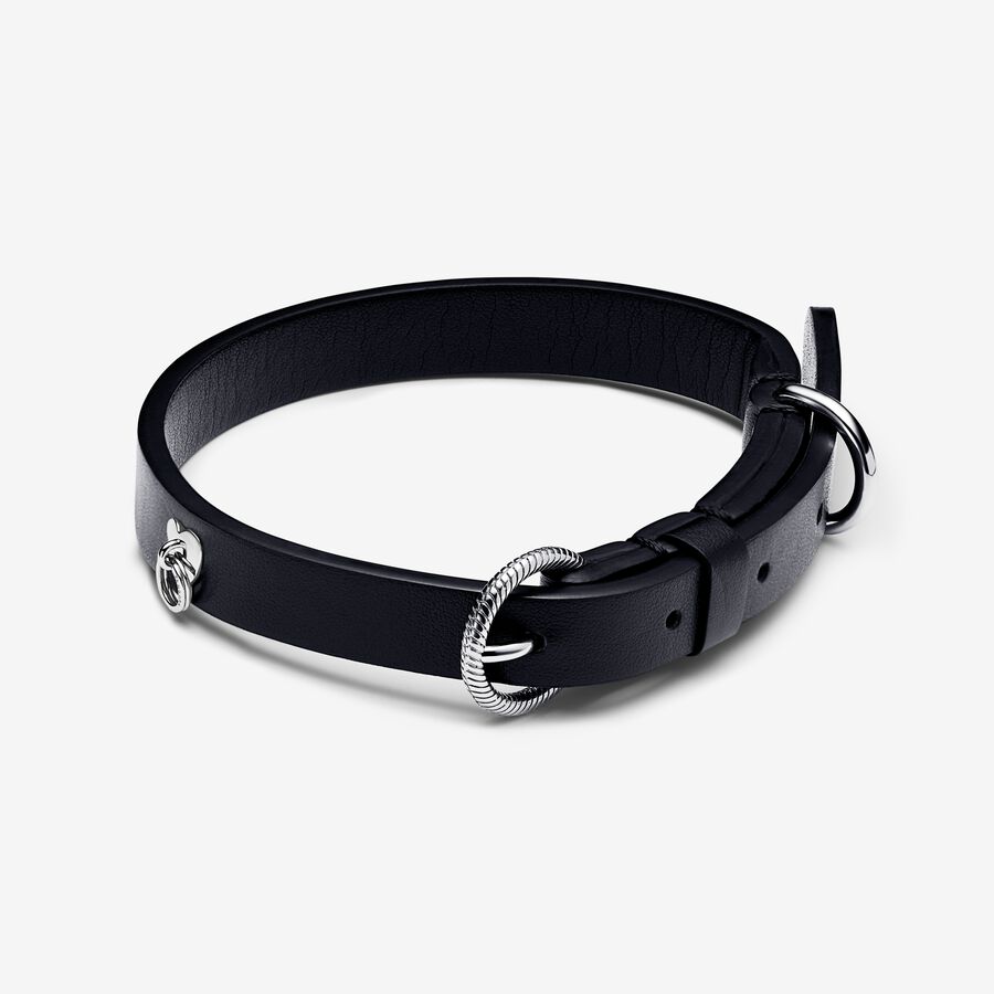 Black Leather-free Fabric Pet Collar image number 0