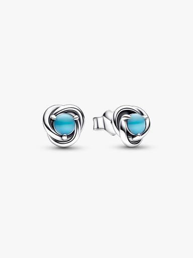 Turquoise Blue Eternity Circle Stud Earrings