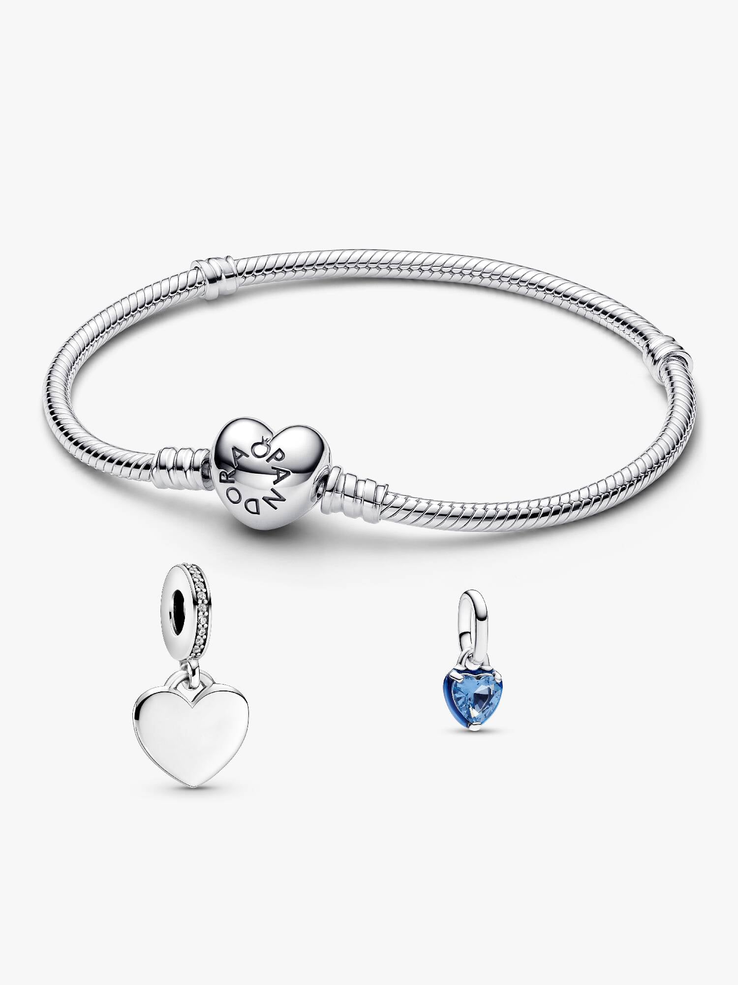 Smyckesset Evig Kärlek Armband & Berlock med Blå Hjärta-Berlock