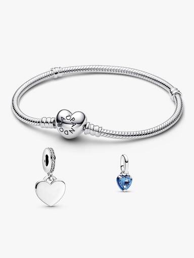 Smyckesset Evig Kärlek Armband & Berlock med Blå Hjärta-Berlock