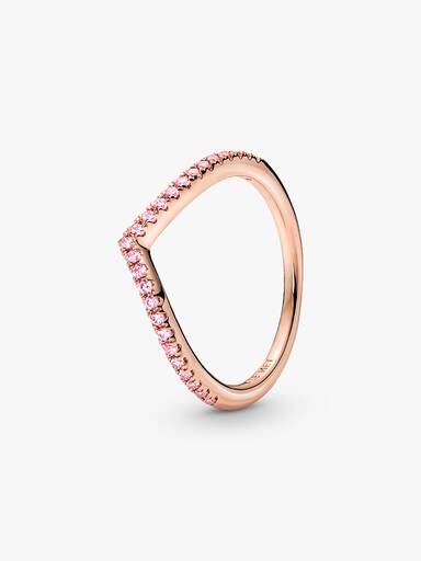 Pandora Timeless wishbone-ring med rosa stenar