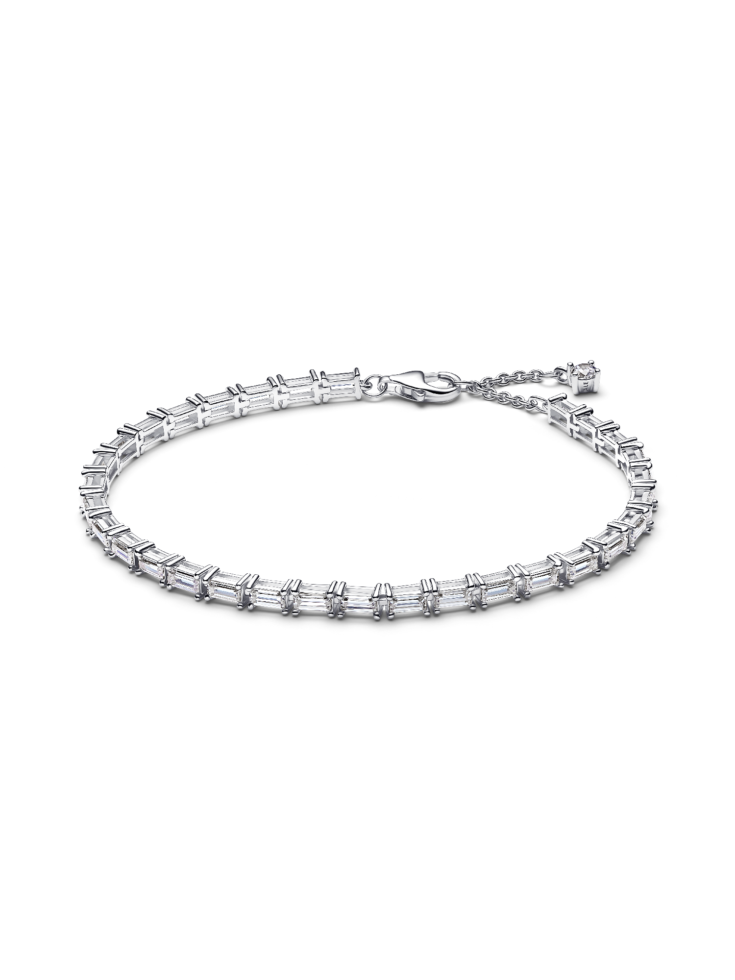 Glittrande tennisarmband med baguetteslipade stenar
