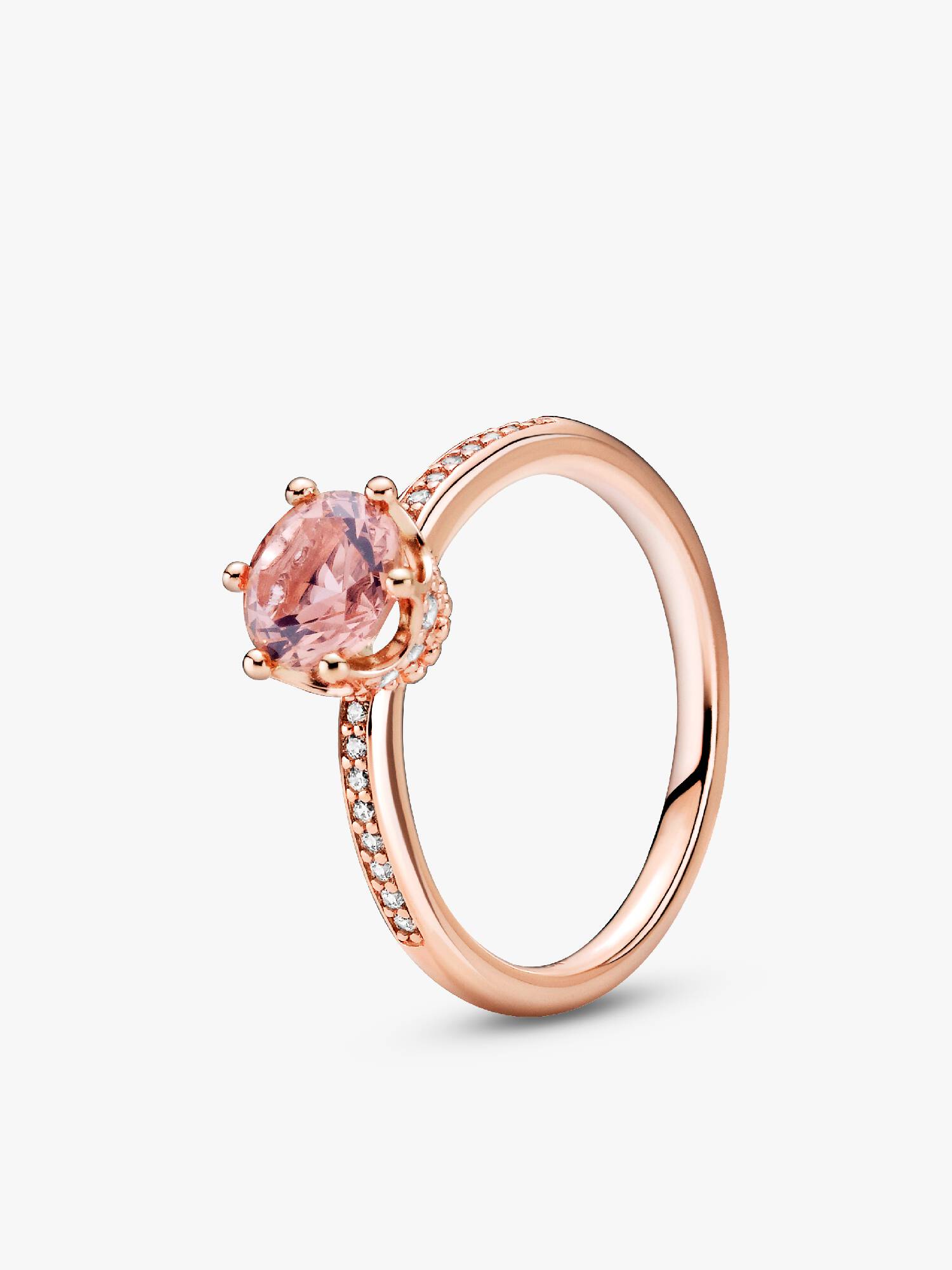 Rosa glittrande krona, solitärring