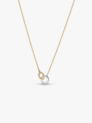 Halsband med sammanflätade cirklar, pärlade detaljer och pavéinfattning