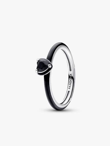 Pandora ME ring med svart chakrahjärta