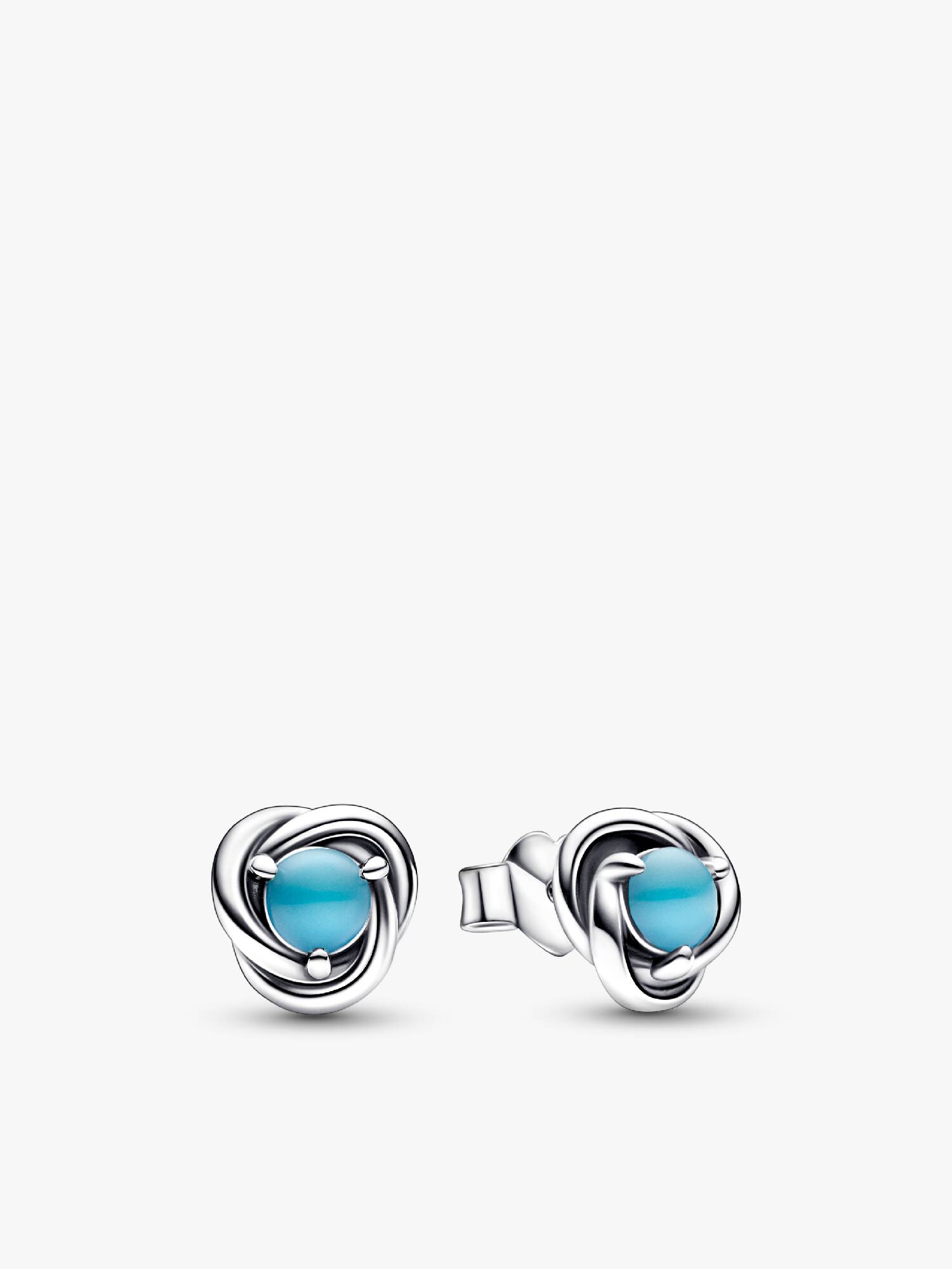 Turquoise Blue Eternity Circle Stud Earrings