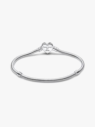 Ormkedjearmband med rosa gnistrande hjärtlås