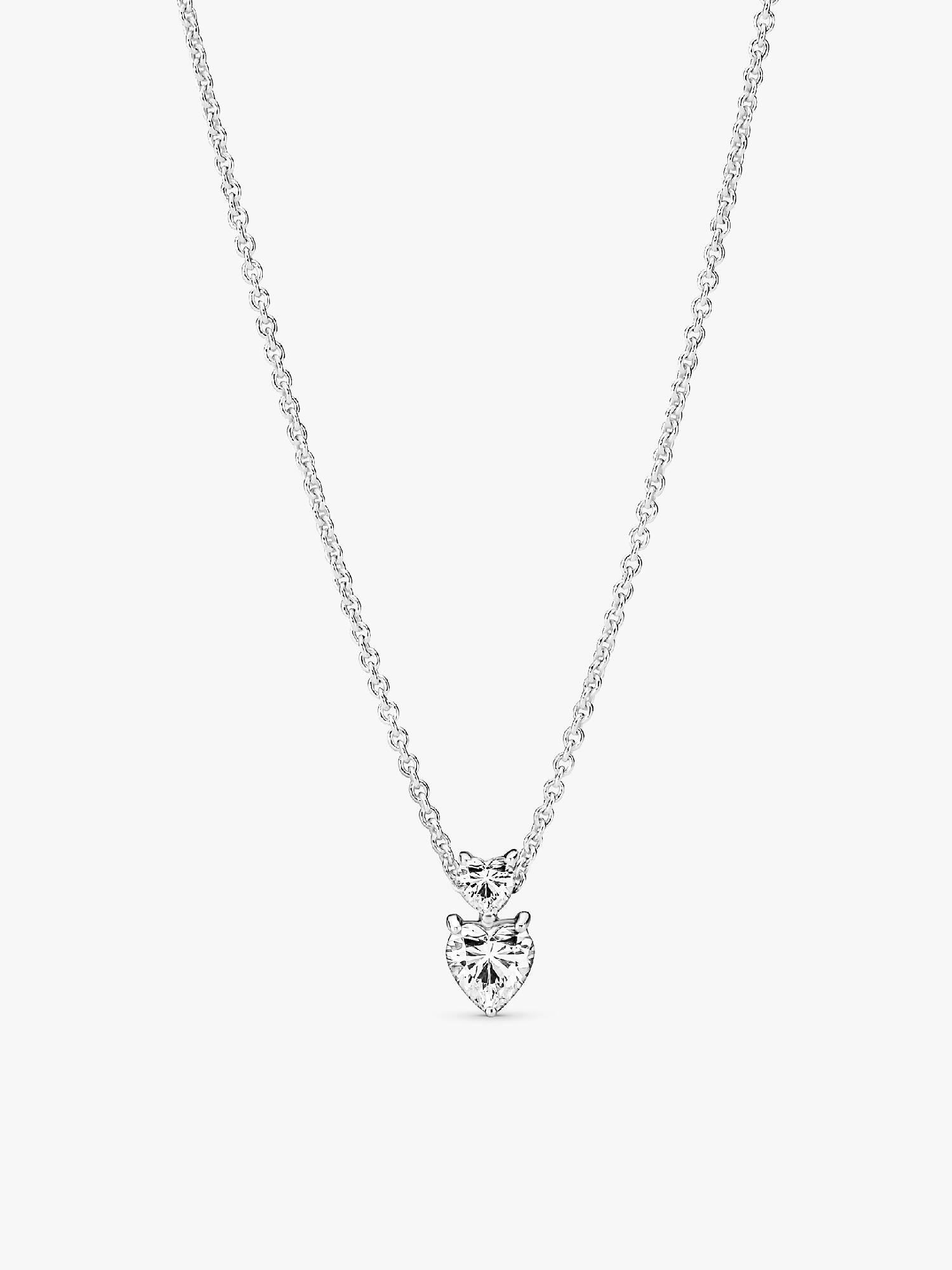 Double Heart Pendant Sparkling Collier Halsband