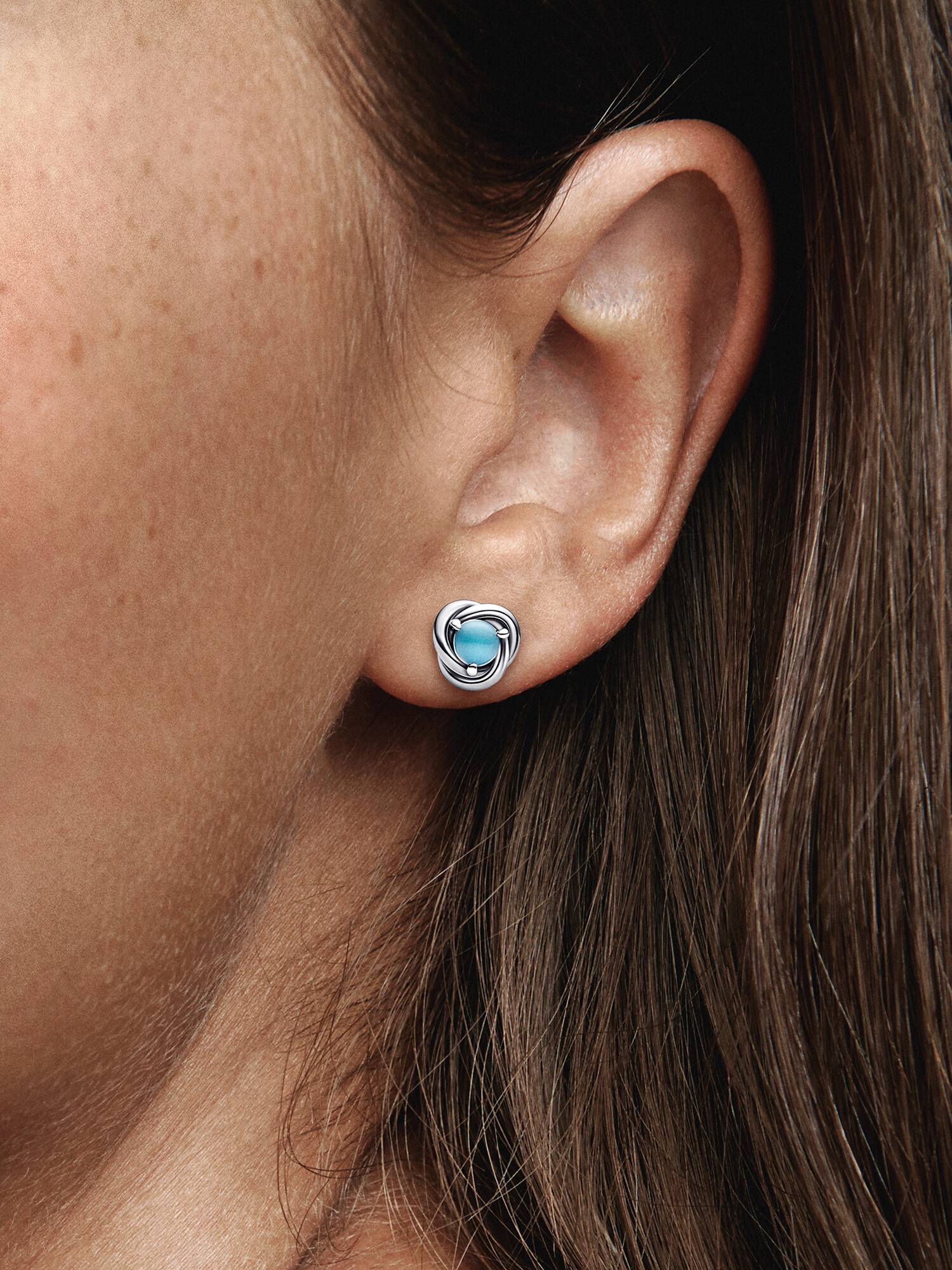 Turquoise Blue Eternity Circle Stud Earrings