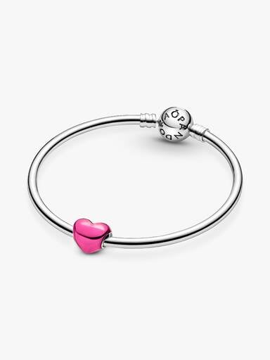 Metallicskimrande rosa hjärta, berlock