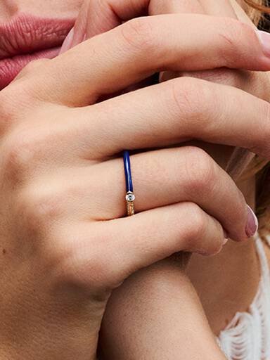 Dubbel Pandora ME-ring med blå sten