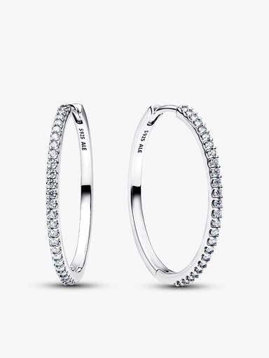 Set med Glittrande Creolörhängen i Sterlingsilver