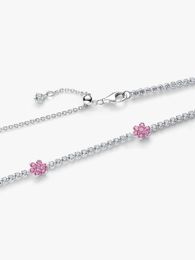Tennishalsband med rosa blommor