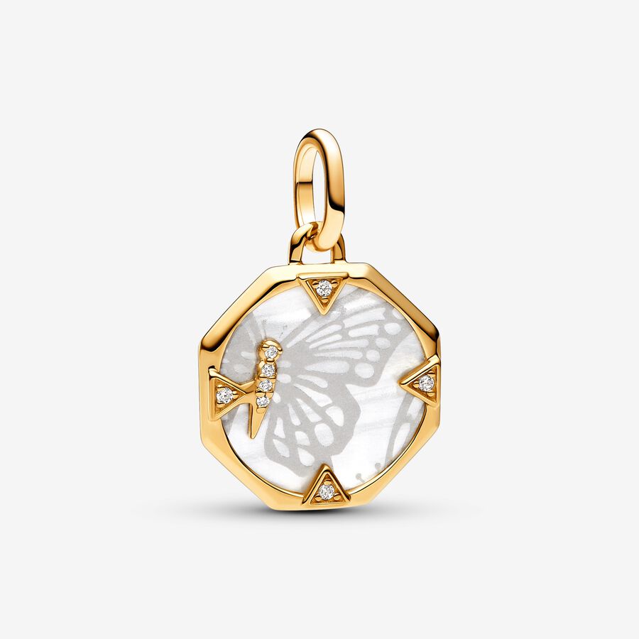 Pandora ME medaljongberlock: pärlemorskimrande fjäril image number 0