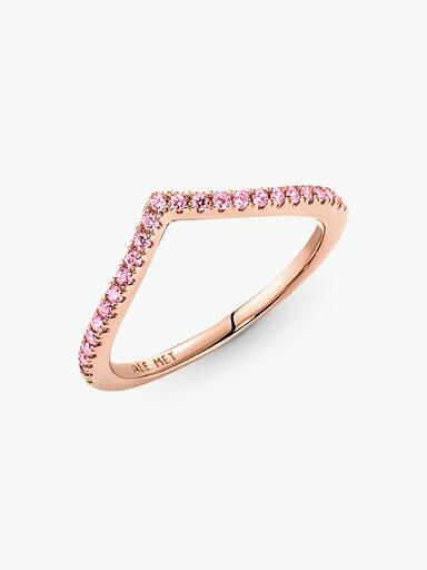 Pandora Timeless wishbone-ring med rosa stenar