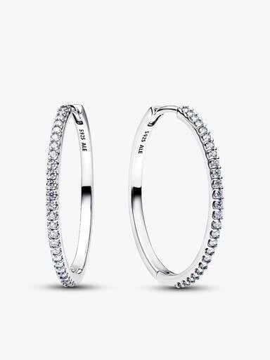 Set med Glittrande Creolörhängen i Sterlingsilver