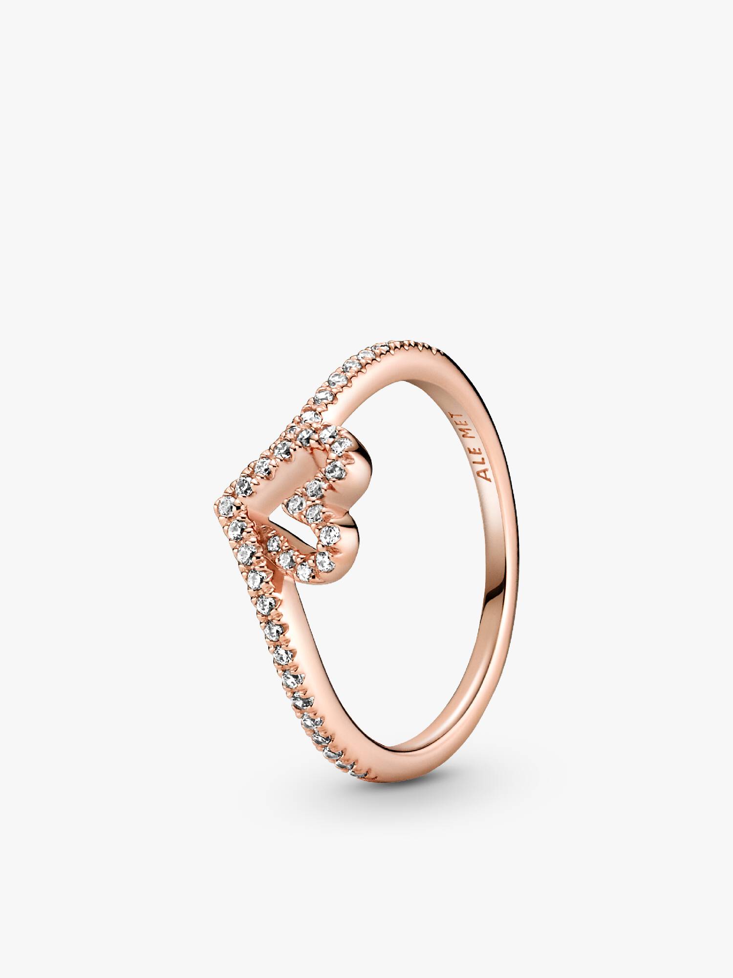 Gnistrande wishbone-ring med hjärta