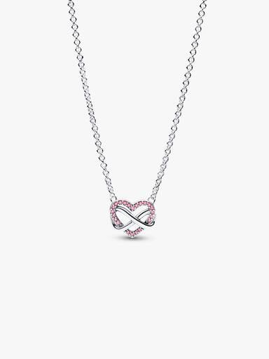 Collierhalsband med gnistrande rosa hjärta i oändlighetsdesign