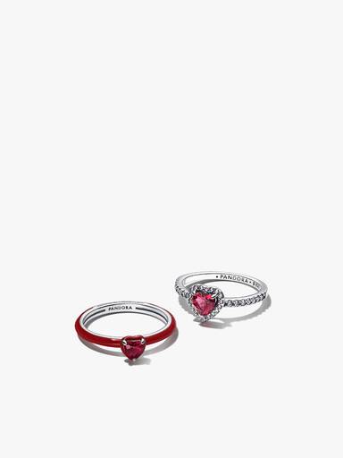 Ringset med rött hjärta