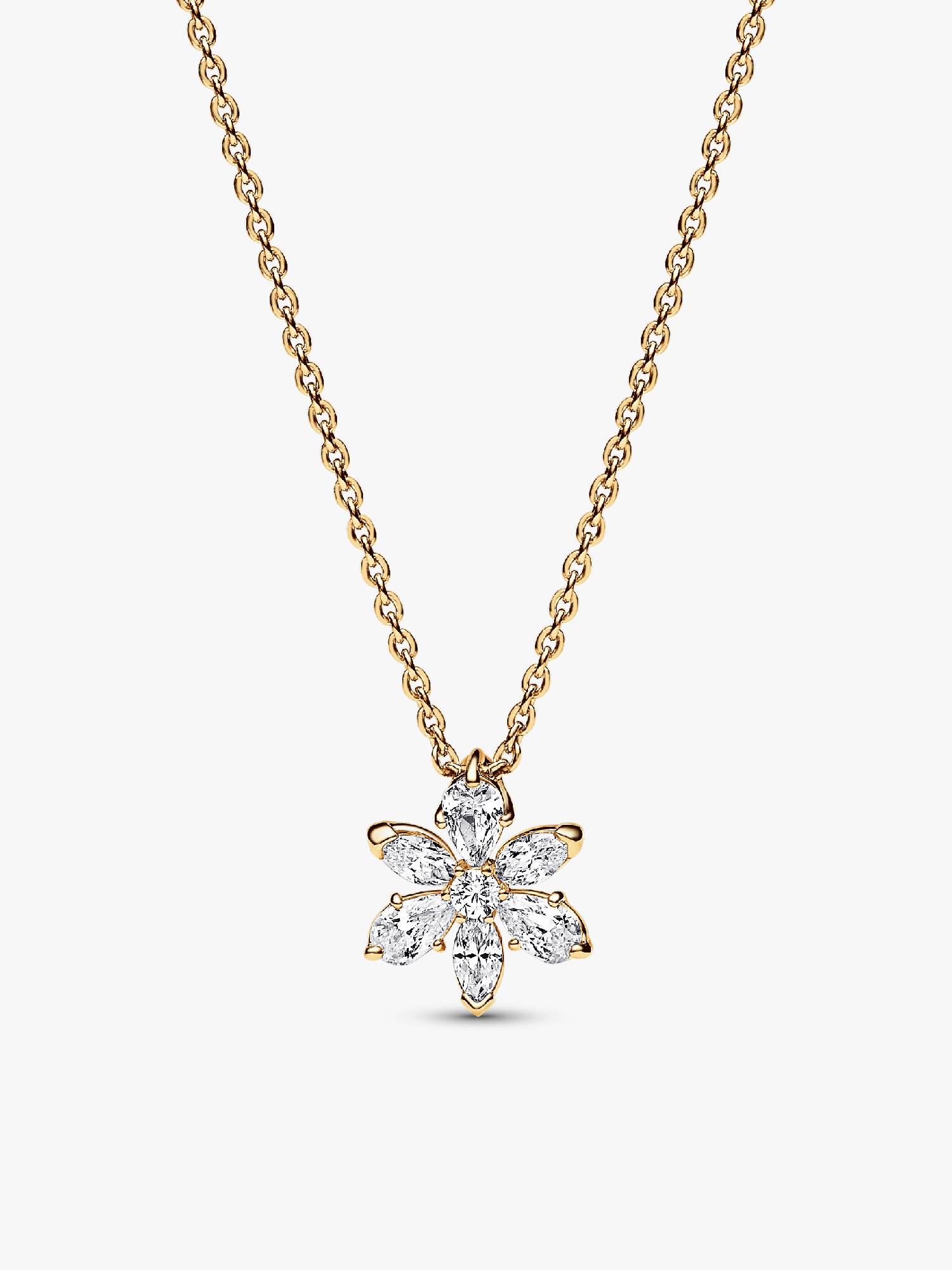 Halsband med glittrande blomformat hängsmycke