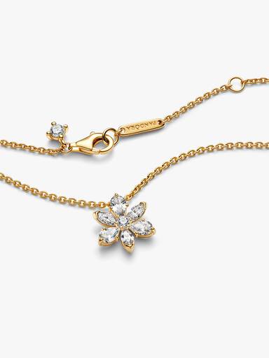 Halsband med glittrande blomformat hängsmycke