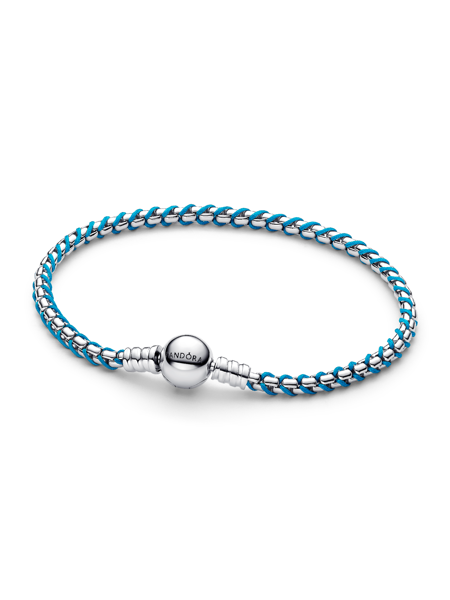 Flätat armband med turkos tygdetalj