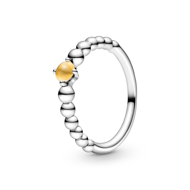 November Födelsesten Honungsfärgad Pärlad Ring