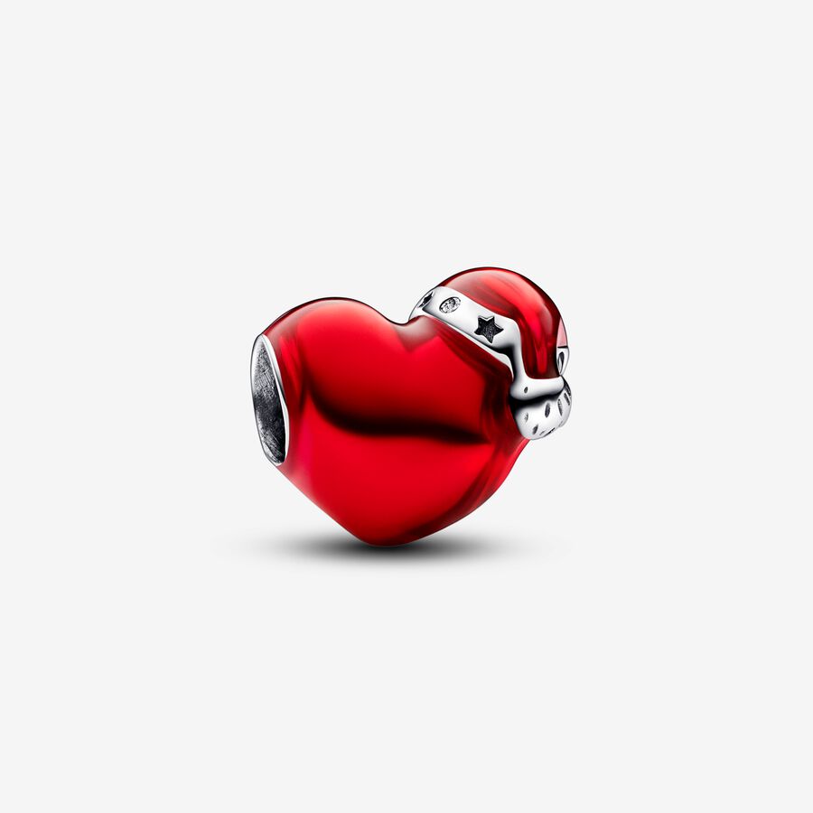 Metallic Red Christmas Heart Charm image number 0