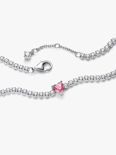 Tennisarmband med glittrande rosa hjärta