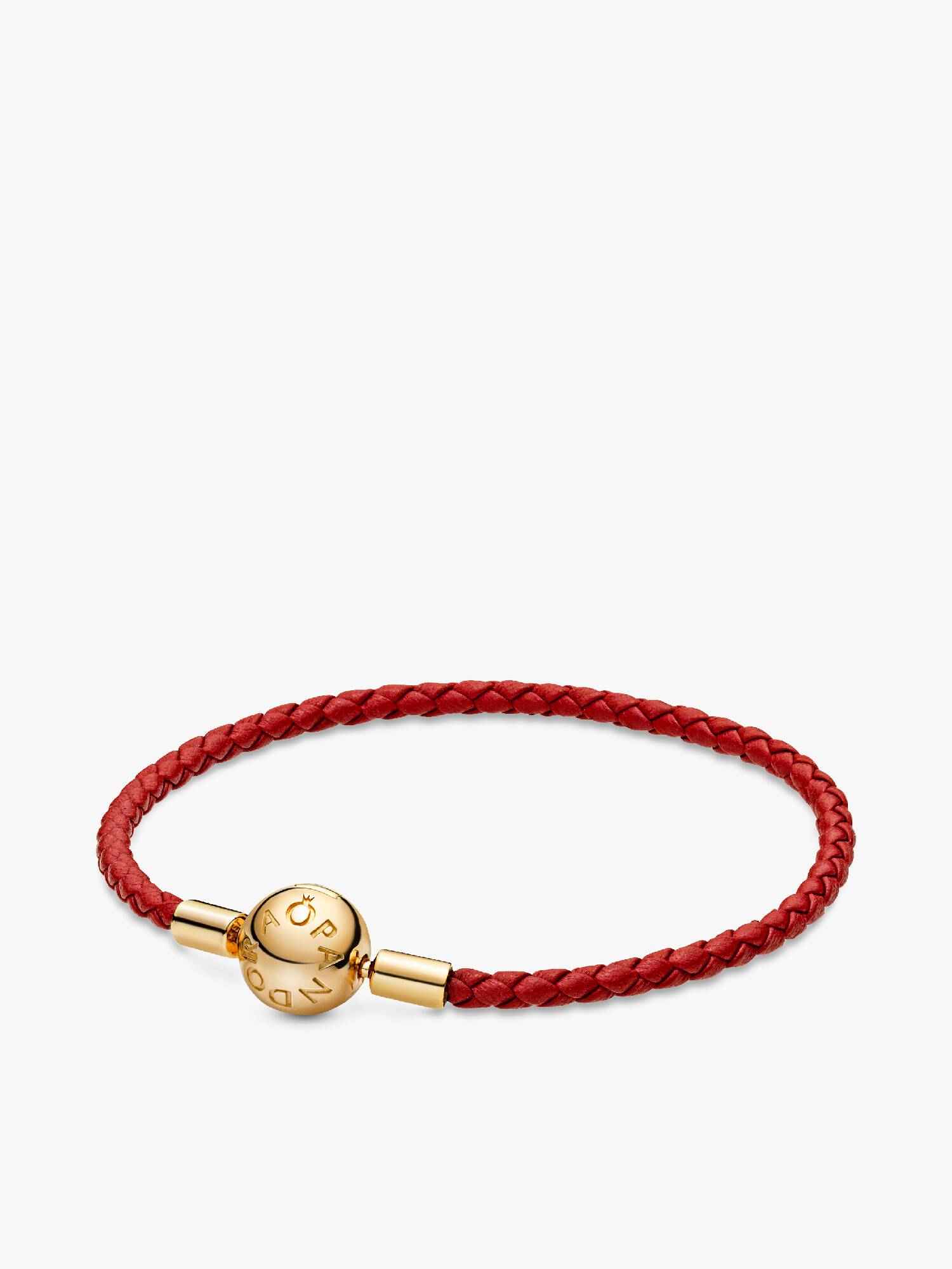 Pandora Moments Rött Flätat Läderarmband